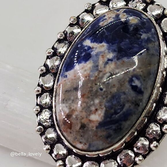 Sodalite Ethnic Handmade Ring Jewelry Size 7 - Picture 3 of 5
